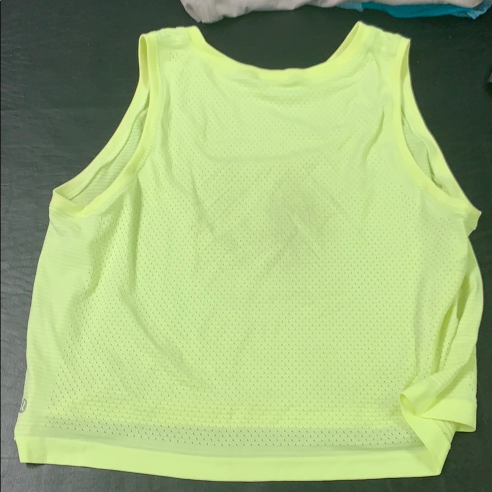 Neon green lulu high neck crop top